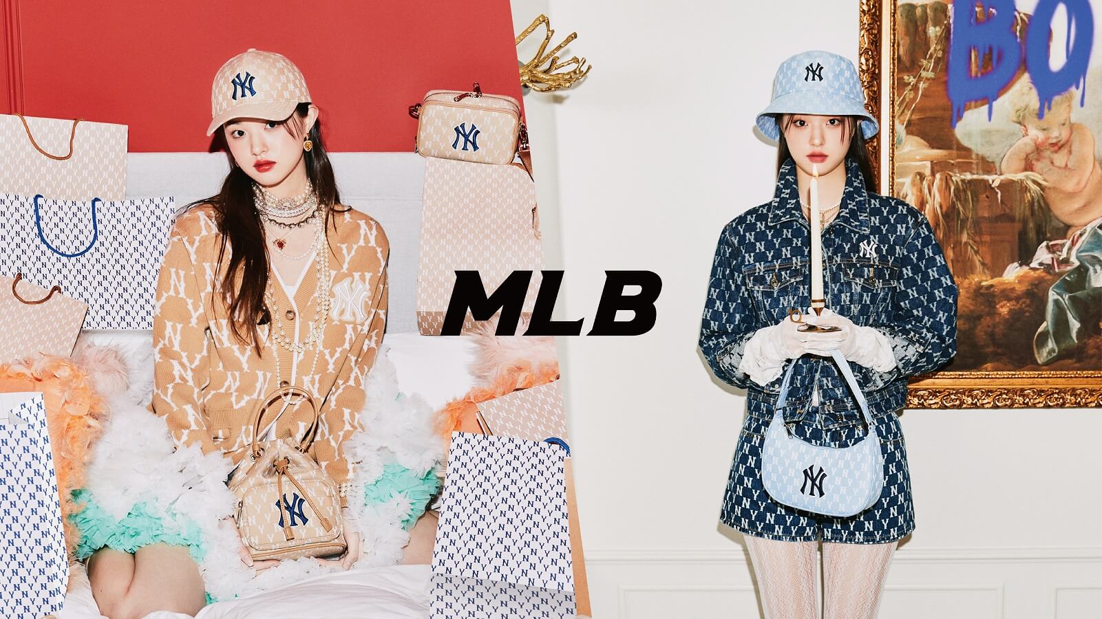 Mũ MLB NY Yankees Adjustable Hat In Black With Flower Pattern